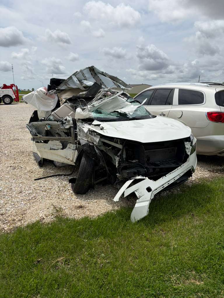 A completely crushed car